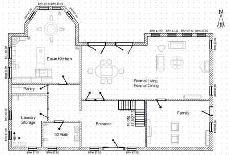 Typical blueprint of a residential floor plan; photo courtesy Boereck