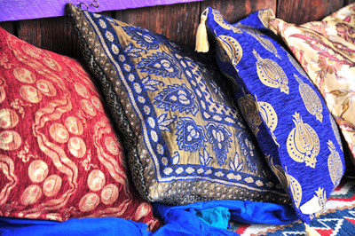 Colorful pillows with an international flair