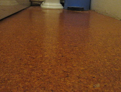 Cork bathroom flooring; photo courtesy Mike1024