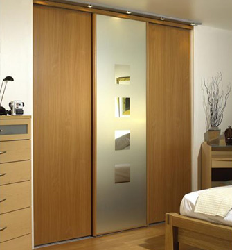 A fitted wardrobe with sliding doors; photo courtesy Wikipedia Commons