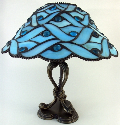 A classic tiffany lamp shows the beautiful blue color, photo courtesy of DontBeBlue