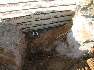 Geothermal heat pump connection in a new home foundtion